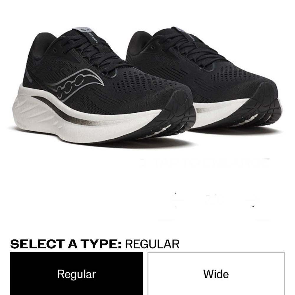 SAUCONY RIDE 18 Black/White Shoe - Picture 6 of 16